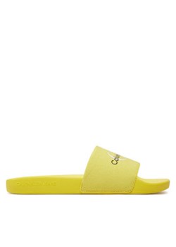 Calvin Klein Jeans Klapki Slide Monogram Co YW0YW00103 Żółty ze sklepu MODIVO w kategorii Klapki damskie - zdjęcie 171529202