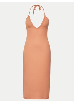 Roxy Sukienka letnia Late Sunset Halter Midi ERJKD03467 Beżowy Slim Fit ze sklepu MODIVO w kategorii Sukienki - zdjęcie 171529242