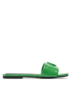 Calvin Klein Jeans Klapki Flat Sandal Slide Mg Met YW0YW01348 Zielony ze sklepu MODIVO w kategorii Klapki damskie - zdjęcie 171530224