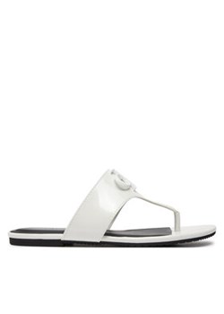 Calvin Klein Jeans Japonki Flat Sandal Slide Toepost Mg Met YW0YW01342 Biały ze sklepu MODIVO w kategorii Klapki damskie - zdjęcie 171530810