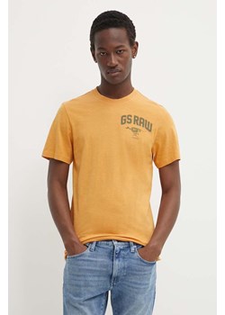 G-Star Raw t-shirt bawełniany męski kolor brązowy z nadrukiem ze sklepu ANSWEAR.com w kategorii T-shirty męskie - zdjęcie 171535801