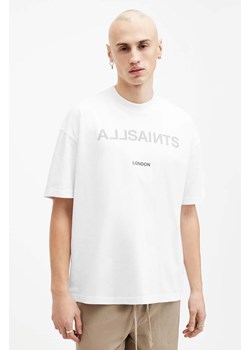 AllSaints t-shirt bawełniany CUTOUT SS CREW męski kolor biały z nadrukiem M004PA ze sklepu ANSWEAR.com w kategorii T-shirty męskie - zdjęcie 171535941