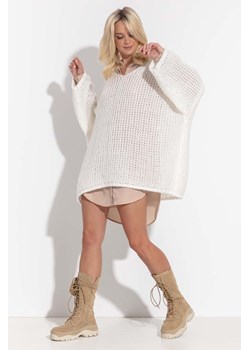 Ecru długi sweter - tunika oversize Fobya ze sklepu 5.10.15 w kategorii Swetry damskie - zdjęcie 171536800