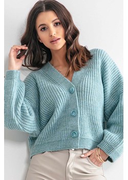 Damski rozpinany sweter oversize Fobya niebieski ze sklepu 5.10.15 w kategorii Swetry damskie - zdjęcie 171536872
