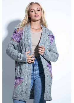 Wełniany ciepły kardigan damski szary Fobya ze sklepu 5.10.15 w kategorii Swetry damskie - zdjęcie 171536922