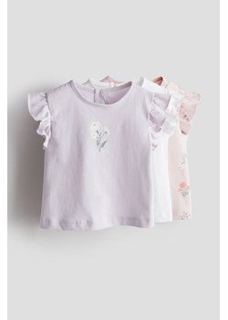 H & M - Bawełniany top 3-pak - Fioletowy ze sklepu H&M w kategorii Bluzki dziewczęce - zdjęcie 171537371