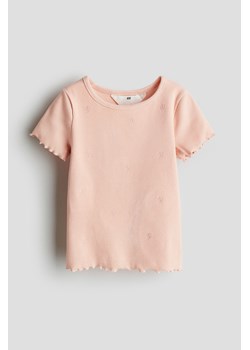 H & M - T-shirt w prążki z falbankami - Pomarańczowy ze sklepu H&M w kategorii Bluzki dziewczęce - zdjęcie 171537502