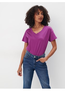 Mohito - Bawełniany fioletowy t-shirt - fioletowy ze sklepu Mohito w kategorii Bluzki damskie - zdjęcie 171543372