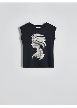 Reserved - T-shirt z nadrukiem - czarny ze sklepu Reserved w kategorii Bluzki damskie - zdjęcie 171543671