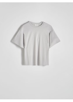 Reserved - T-shirt oversize z merceryzowanej bawełny - jasnoszary ze sklepu Reserved w kategorii Bluzki damskie - zdjęcie 171544202