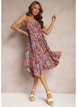 Różowa Sukienka z Asymetrycznym Dołem z Wiskozowej Tkaniny w Boho Wzór Trima ze sklepu Renee odzież w kategorii Sukienki - zdjęcie 171545850