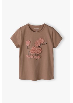 Dzianinowy t-shirt dziewczęcy z pieskiem - 5.10.15. ze sklepu 5.10.15 w kategorii Bluzki dziewczęce - zdjęcie 171545970