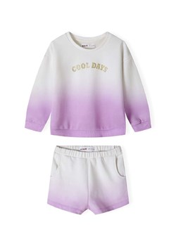 Komplet niemowlęcy biało-fioletowy- bluza i szorty Cool days ze sklepu 5.10.15 w kategorii Dresy dla niemowlaka - zdjęcie 171545974