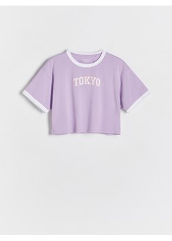 Reserved - T-shirt z nadrukiem - lawendowy ze sklepu Reserved w kategorii Bluzki dziewczęce - zdjęcie 171546991