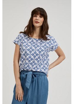 Wzorzysta bluzka z krótkimi rękawami biała ze sklepu Moodo.pl w kategorii Bluzki damskie - zdjęcie 171549670