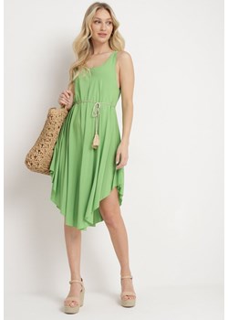 Zielona Rozkloszowana Sukienka z Bawełny Tesaxelle ze sklepu Born2be Odzież w kategorii Sukienki - zdjęcie 171552582