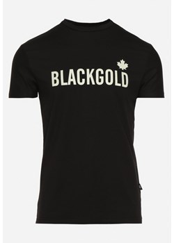 Czarna Klasyczna Koszulka z Bawełny z Ozdobnym Napisem Altima ze sklepu Born2be Odzież w kategorii T-shirty męskie - zdjęcie 171552723