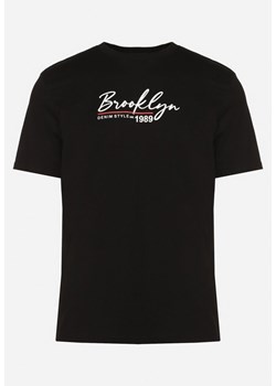 Czarna Koszulka z Bawełny Ozdobiona Nadrukiem Eloenna ze sklepu Born2be Odzież w kategorii T-shirty męskie - zdjęcie 171552741