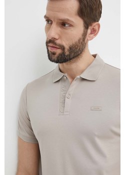 Calvin Klein polo bawełniane kolor szary gładki ze sklepu ANSWEAR.com w kategorii T-shirty męskie - zdjęcie 171552892