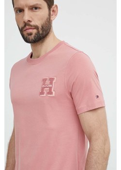 Tommy Hilfiger t-shirt bawełniany męski kolor różowy z aplikacją MW0MW34436 ze sklepu ANSWEAR.com w kategorii T-shirty męskie - zdjęcie 171553042
