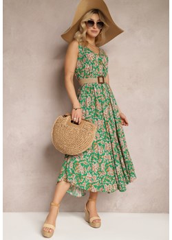 Zielona Rozkloszowana Sukienka na Lato Ozdobiona Wzorem Paisley Kiola ze sklepu Renee odzież w kategorii Sukienki - zdjęcie 171553122
