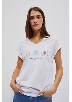 T-shirt damski z dekoltem w serek i nadrukiem ze sklepu 5.10.15 w kategorii Bluzki damskie - zdjęcie 171553462