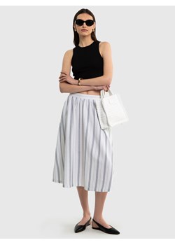 Spódnica damska midi z dodatkiem lnu biała w paski Maddy 101 ze sklepu Big Star w kategorii Spódnice - zdjęcie 171553903
