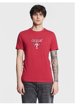Guess T-Shirt Geo Triangle M3GI23 J1314 Bordowy Slim Fit ze sklepu MODIVO w kategorii T-shirty męskie - zdjęcie 171556021