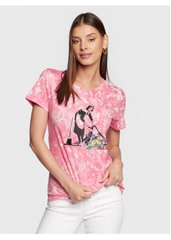 Guess T-Shirt BRANDALISED W3RI67 K9RM3 Różowy Regular Fit ze sklepu MODIVO w kategorii Bluzki damskie - zdjęcie 171556940