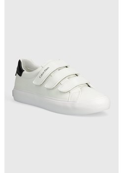 Calvin Klein sneakersy skórzane VULCANIZED SLIP ON VELCRO LTH kolor biały HW0HW01909 ze sklepu ANSWEAR.com w kategorii Trampki damskie - zdjęcie 171558604