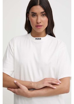 HUGO t-shirt bawełniany lounge kolor beżowy 50514869 ze sklepu ANSWEAR.com w kategorii Bluzki damskie - zdjęcie 171559000