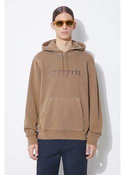 Carhartt WIP bluza bawełniana Hooded Duster Sweat męska kolor brązowy z kapturem z aplikacją I030145.1ZDGD ze sklepu PRM w kategorii Bluzy męskie - zdjęcie 171559880