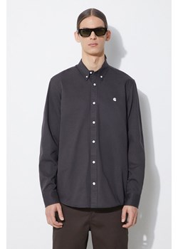 Carhartt WIP koszula Longsleeve Madison Shirt męska kolor szary regular z kołnierzykiem button-down I023339.1ZYXX ze sklepu PRM w kategorii Koszule męskie - zdjęcie 171559993