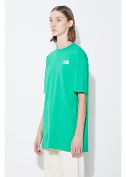 The North Face t-shirt bawełniany W S/S Essential Oversize Tee damski kolor zielony NF0A87NQPO81 ze sklepu PRM w kategorii Bluzki damskie - zdjęcie 171560492