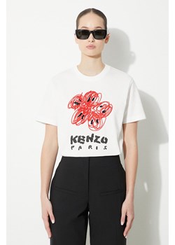 Kenzo t-shirt bawełniany Drawn Varsity Loose Tee damski kolor biały FE52TS1024SG.02 ze sklepu PRM w kategorii Bluzki damskie - zdjęcie 171560504