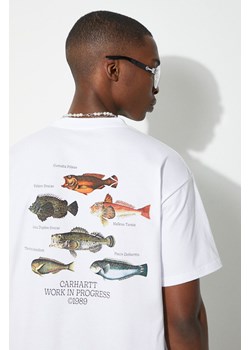 Carhartt WIP t-shirt bawełniany S/S Fish T-Shirt męski kolor biały z nadrukiem I033120.02XX ze sklepu PRM w kategorii T-shirty męskie - zdjęcie 171560520