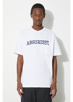 Engineered Garments t-shirt bawełniany Printed Cross Crew Neck T-shirt męski kolor biały z nadrukiem OR424.NP106 ze sklepu PRM w kategorii T-shirty męskie - zdjęcie 171560532