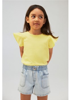 H & M - Dżersejowy top z haftem angielskim - Żółty ze sklepu H&M w kategorii Bluzki dziewczęce - zdjęcie 171560570