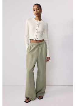H & M - Spodnie bez zapięcia z domieszką lnu - Zielony ze sklepu H&M w kategorii Spodnie damskie - zdjęcie 171560594