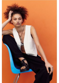 H & M - Spodnie bez zapięcia z domieszką lnu - Czarny ze sklepu H&M w kategorii Spodnie damskie - zdjęcie 171560631