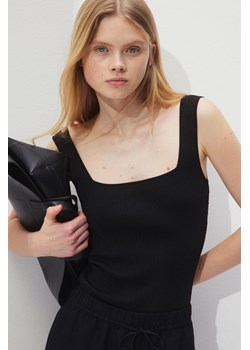H & M - Dzianinowy top bez rękawów - Czarny ze sklepu H&M w kategorii Bluzki damskie - zdjęcie 171560684