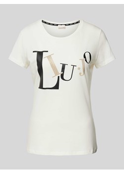 T-shirt z nadrukiem z logo i okrągłym dekoltem ze sklepu Peek&Cloppenburg  w kategorii Bluzki damskie - zdjęcie 171561624