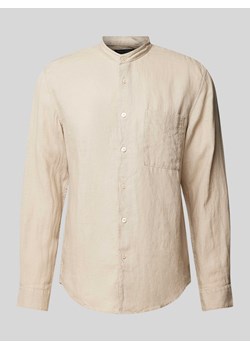 Koszula lniana o kroju regular fit ze stójką ze sklepu Peek&Cloppenburg  w kategorii Koszule męskie - zdjęcie 171561793