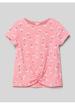 T-shirt z nadrukowanym motywem na całej powierzchni i wiązanym detalem ze sklepu Peek&Cloppenburg  w kategorii Bluzki dziewczęce - zdjęcie 171562314