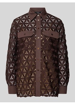 Bluzka koszulowa z ażurowym wzorem model ‘AFONA’ ze sklepu Peek&Cloppenburg  w kategorii Koszule damskie - zdjęcie 171563323
