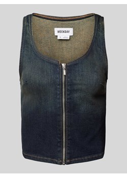 Top z denimu z zamkiem błyskawicznym model ‘Redondo’ ze sklepu Peek&Cloppenburg  w kategorii Bluzki damskie - zdjęcie 171563563