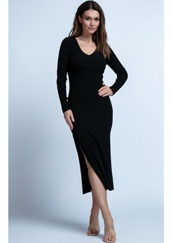 Sukienka midi z rozporkiem czarna F1847, Kolor czarny, Rozmiar XS/S, Fobya ze sklepu Primodo w kategorii Sukienki - zdjęcie 171566472
