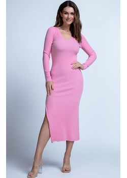 Sukienka midi z rozporkiem różowa F1847, Kolor różowy, Rozmiar XS/S, Fobya ze sklepu Primodo w kategorii Sukienki - zdjęcie 171566480