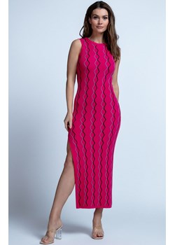 Dopasowana sukienka midi z rozporkiem amarantowa F1848, Kolor amarantowy, Rozmiar XS/S, Fobya ze sklepu Primodo w kategorii Sukienki - zdjęcie 171566483
