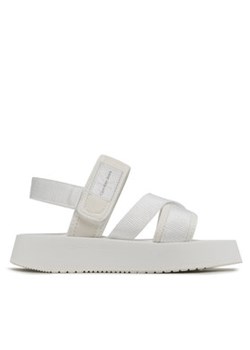 Calvin Klein Jeans Sandały Prefresato Sandal Bagde YW0YW00967 Biały ze sklepu MODIVO w kategorii Sandały damskie - zdjęcie 171568380